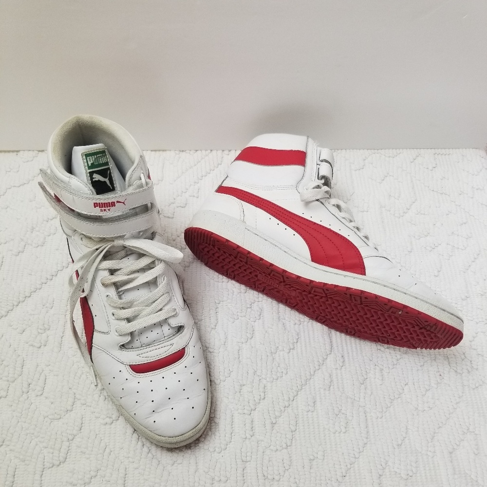 Sz 11 Men's Puma high tops white and red